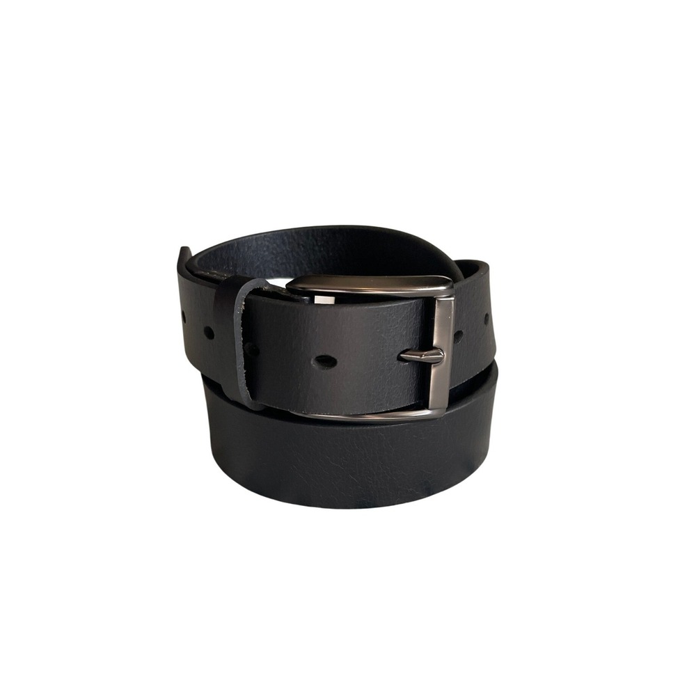 Black Leather Belt Large Gunmetal Buckle Size L by Haggar